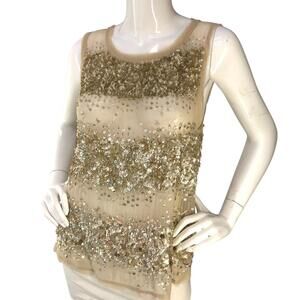Allsaints All Saints Sequins Beaded Hand Embellished Tank Blouse Top Size 4